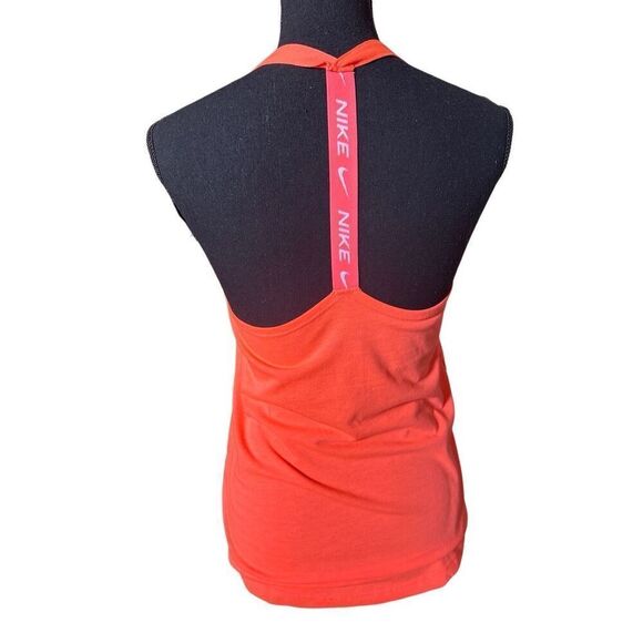Nike Dri Fit Womens T-back Tank Top Bright Orange White Nike Logo Sz Small - Picture 7 of 7